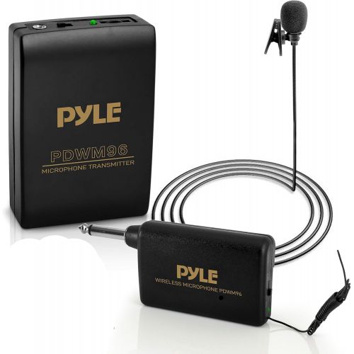  Pyle Wireless Clip Lavalier Microphone System Portable Professional Clip Lav lapel Mic set with Volume Control, 20 ft range - Transmitter, Receiver, Battery For Camera, Sound Recorder P