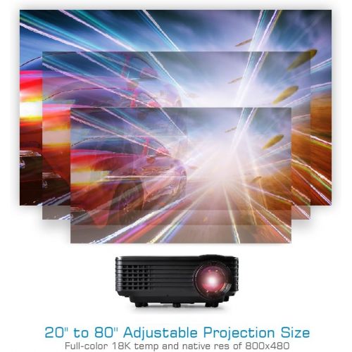  Portable Video Projector Full HD with Remote - Home Theater Projector Tv Digital Movie Projector - 1080p Support 80 Led LCD Display USB/HDMI Mac,Computer and Laptop - Pyle PRJG88