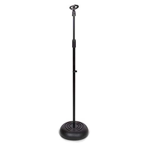  Pyle Microphone Stand - Universal Mic Mount with Heavy Compact Base, Height Adjustable (2.8’ - 5’ ft.)- PMKS5