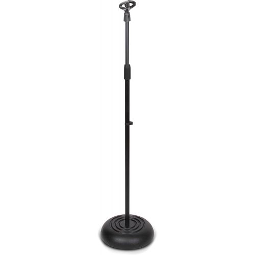  Pyle Microphone Stand - Universal Mic Mount with Heavy Compact Base, Height Adjustable (2.8’ - 5’ ft.)- PMKS5