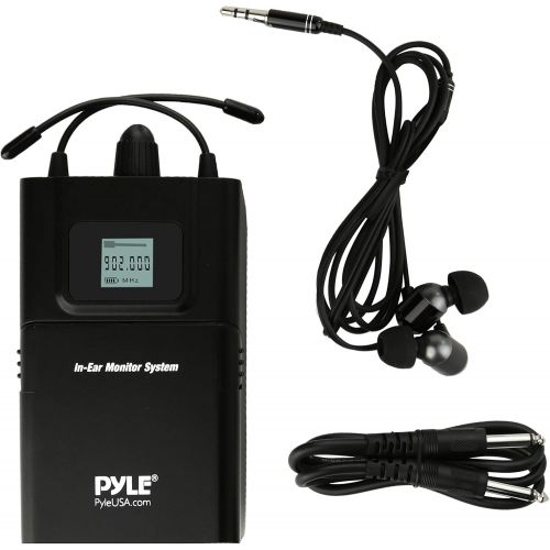  Pyle in-Ear Wireless Monitor and Receiver System- UHF Selectable Audio Frequency Kit, Adjustable TNC Antenna for Extended Range, and IEM Beltpack Transmitter with Selectable Audio Frequ