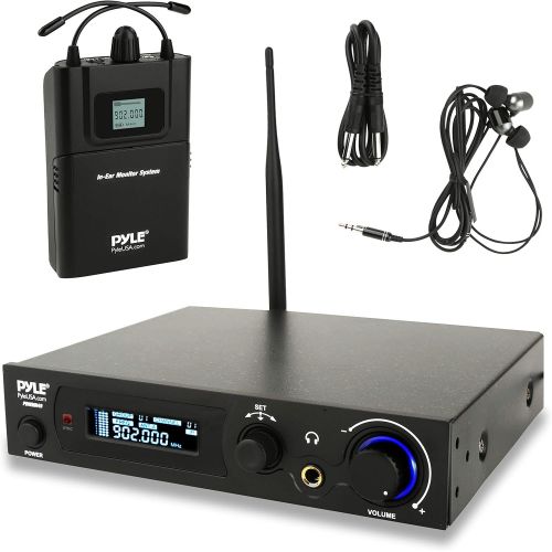  Pyle in-Ear Wireless Monitor and Receiver System- UHF Selectable Audio Frequency Kit, Adjustable TNC Antenna for Extended Range, and IEM Beltpack Transmitter with Selectable Audio Frequ