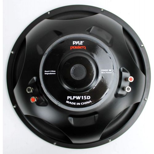  Pyle PLPW15D 15 8000W Car Subwoofer Audio Power Subs Woofers DVC, 2 Pack with Black Steel Basket, Non Press Paper Cone and 4 Ohm Impedance