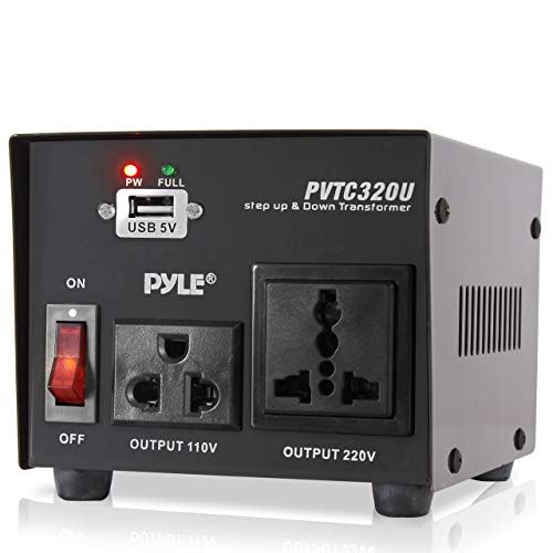  Pyle Step Up and Down Converter - 500 Watt Voltage Converter Transformer w/ USB Charging Port, UK Power Adapter, AC 110 / 120 to 220 / 240 Volt Vice Versa, 110V/120V/220V/240V Input Vol