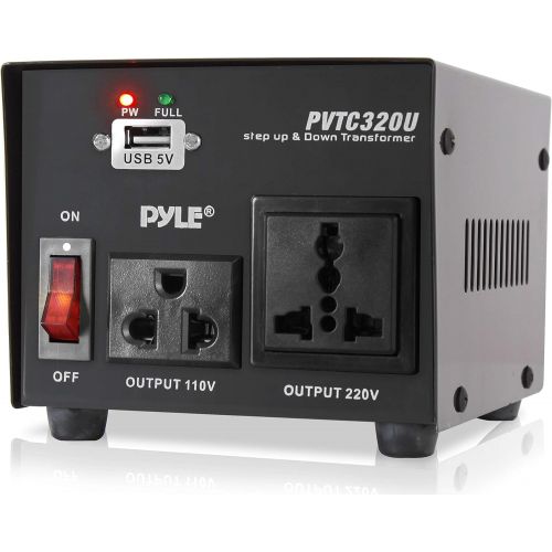  Pyle Step Up and Down Converter - 500 Watt Voltage Converter Transformer w/ USB Charging Port, UK Power Adapter, AC 110 / 120 to 220 / 240 Volt Vice Versa, 110V/120V/220V/240V Input Vol