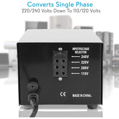  Pyle Step Up and Down Converter - 500 Watt Voltage Converter Transformer w/ USB Charging Port, UK Power Adapter, AC 110 / 120 to 220 / 240 Volt Vice Versa, 110V/120V/220V/240V Input Vol