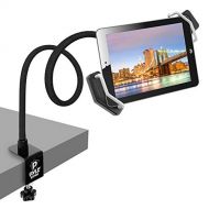 Pyle Tablet Holder Seat Bolt - Swivel Cradle, Table Clamp for All iPads, Kindle, Androids, eReaders, Nexus, Samsung Galaxy, Adjustable Gooseneck Arm, LED Lights, & USB Charging Por