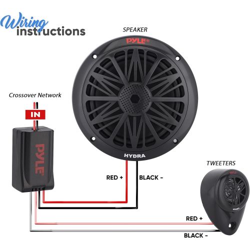  200 Watt Marine Boat Speaker System Weather Proof Dual 2 Way 6.5 Inch Outdoor Speakers w/ 85Hz-6kHz Frequency Response, Heavy Duty 8oz Magnet Structure - Pyle PLMR6KB