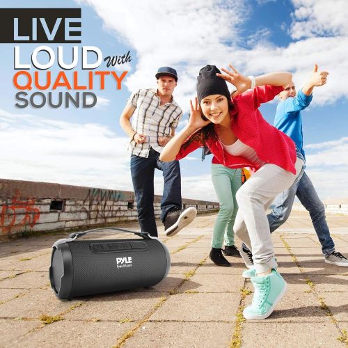  Pyle Wireless Portable Bluetooth Boombox Speaker - 200 Watt Rechargeable Boom Box Speaker Portable Music Barrel Loud Stereo System with AUX Input, MP3/USB/SD Port, Fm Radio, 4 Tweeter -