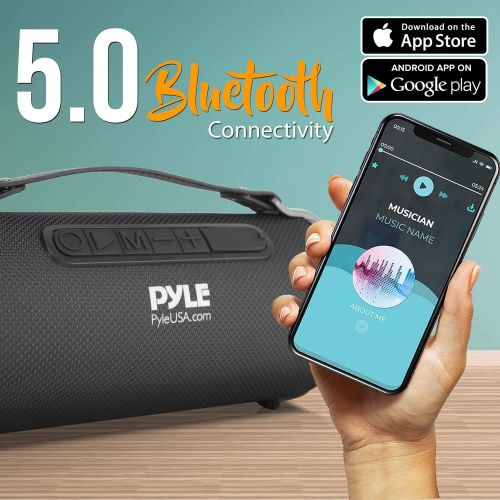  Pyle Wireless Portable Bluetooth Boombox Speaker - 200 Watt Rechargeable Boom Box Speaker Portable Music Barrel Loud Stereo System with AUX Input, MP3/USB/SD Port, Fm Radio, 4 Tweeter -