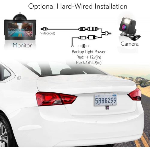  Pyle Wireless Backup Rear View Camera - Waterproof Car Parking Rearview Reverse Safety/Vehicle Monitor System w/ 4.3” Video Color LCD Display Screen, Distance Scale Lines, Night Vision