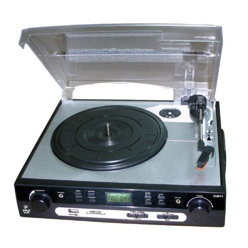  Pyle Upgraded Vintage Record Player - Classic Vinyl Player, Retro Turntable, MP3 Vinyl, Music Editing Software Included, Ceramic Cartridge, FM Tuner, MP3 Converter, 3 Speed - 33, 4