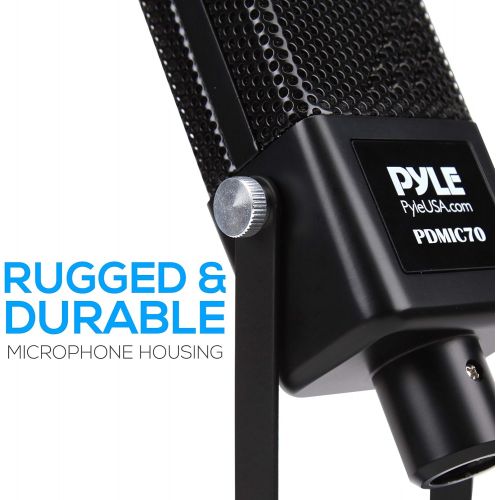  Pyle Large Diaphragm Condenser Microphone Kit - Cardioid Condenser Mic w/Desktop Stand, LED, XLR Audio Cable, for Gaming, Streaming, Podcast, Recording, Studio Vocal, YouTube, Voice Ove