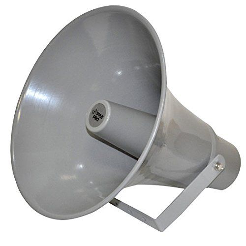  Pyle Indoor Outdoor PA Horn Speaker - 13.5 Inch 50 W Powered Compact Loud Sound Megaphone w/ 400Hz-5KHzz Frequency, 8 Ohm, 70V Transformer, Mounting Bracket Hardware, For 70V Audio Syst