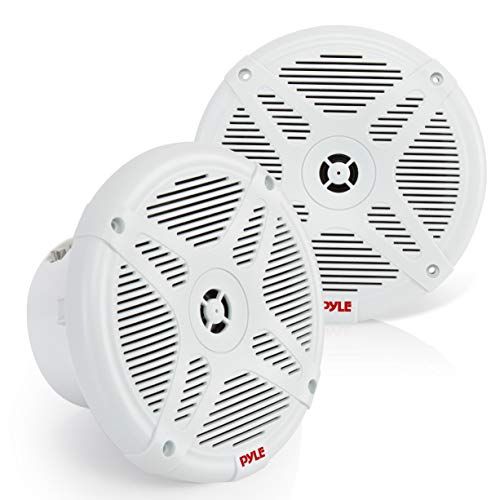  6.5 Inch Bluetooth Marine Speakers - 2-way IP-X4 Waterproof and Weather Resistant Outdoor Audio Dual Stereo Sound System with 600 Watt Power and Low Profile Design - 1 Pair - Pyle