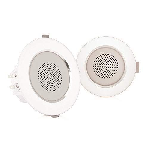  Pyle 4” Pair Flush Mount in-Wall in-Ceiling 2-Way Home Speaker System Built-in LED Lights Aluminum Housing Spring Clips Polypropylene Cone & Tweeter 2 Ch Amplifier 160 Watts (PDICL