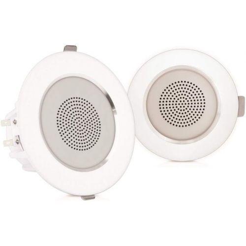  Pyle 4” Pair Flush Mount in-Wall in-Ceiling 2-Way Home Speaker System Built-in LED Lights Aluminum Housing Spring Clips Polypropylene Cone & Tweeter 2 Ch Amplifier 160 Watts (PDICL