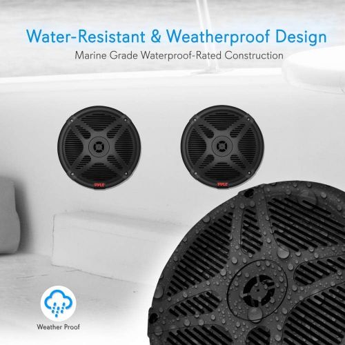  6.5 Inch Marine Speakers - Coaxial 2-Way Waterproof Component Speaker Pair Audio Stereo Sound System with Wireless RF Streaming Support 6.5 In., 600 Watt - Pyle PLMRF65SB