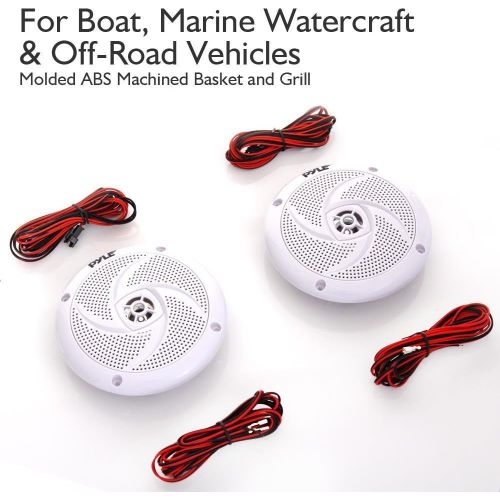  Pyle Marine Speakers - 6.5 Inch 2 Way Waterproof and Weather Resistant Outdoor Audio Stereo Sound System with LED Lights, 240 Watt Power and Low Profile Slim Style - 1 Pair - PLMRS