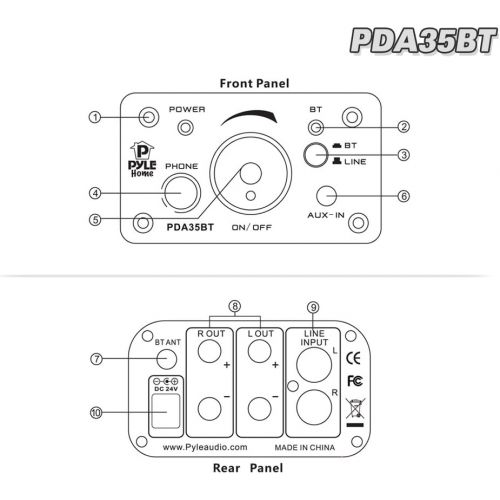  Pyle PDA35BT 100 Watt Mini Bluetooth Power Digital Class D Amplifier & Headphone Amplifier with Two Aux Inputs - 2 Channel Stereo Output - Portable Compact