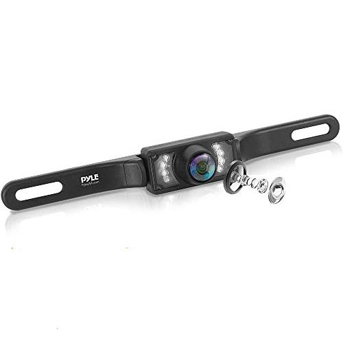  Pyle PLCM10 Rear View Backup Parking Reverse Camera, License Plate Mount, Weatherproof, Night Vision, Distance Scale Lines, Swivel Angle Adjustable Cam