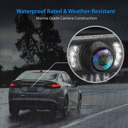  Pyle PLCM10 Rear View Backup Parking Reverse Camera, License Plate Mount, Weatherproof, Night Vision, Distance Scale Lines, Swivel Angle Adjustable Cam