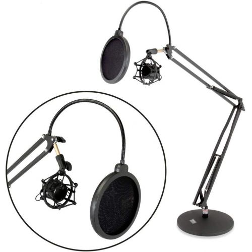  Dual Suspension Springs and Metal Extension Support Arms, Maximum Mic Arm Extension Distance: 3.1’ ft., Maximum Mic Arm Extension DST: 3.1’ ft.- Pyle PMKSH24 , Black