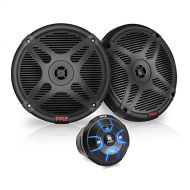 6.5 Dual Marine Speakers Kit - Waterproof-Rated w/Amplified Bluetooth Remote Control Receiver for Powersport Vehicles, IP65 Marine Grade Rating, 600 Watt Max Power - Pyle PLMRKT8