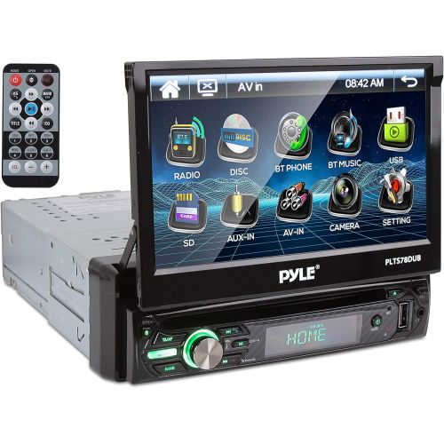  Pyle Single DIN Head Unit Receiver - in-Dash Car Stereo with 7” Multi-Color Touchscreen Display, Black & Metra 70-1817 Radio Wiring Harness for Chrysler/Jeep 1984-2006 Harness