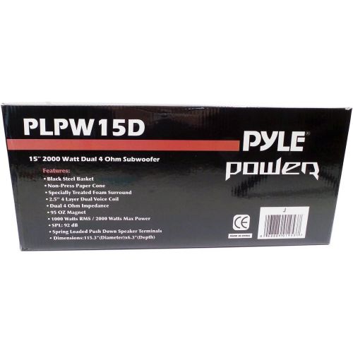  15 Pyle PLPW15D 2000w Single Speaker Car Audio Subwoofer Dual Coil with GTMAT 80mil Ultra Sound Deadener License Plate Kit