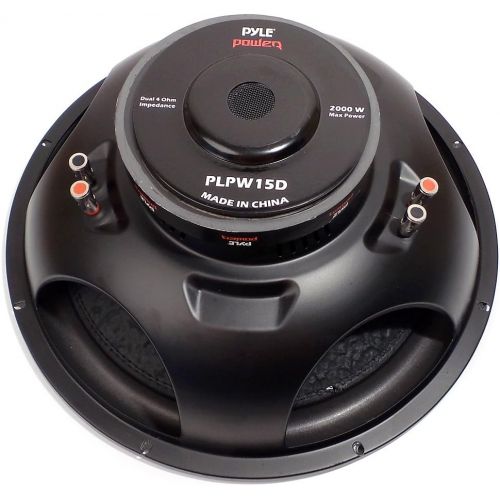  15 Pyle PLPW15D 2000w Single Speaker Car Audio Subwoofer Dual Coil with GTMAT 80mil Ultra Sound Deadener License Plate Kit