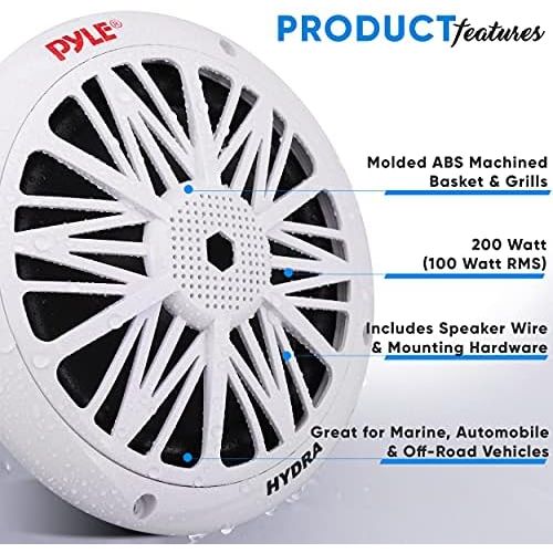  200 Watt Marine Speaker System - Weather Resistant Dual 2 Way 6.5 Inch Outdoor Stereo Audio Sound Speakers w/ 85Hz-6kHz Frequency Response, Heavy Duty 8oz Magnet Structure - Pyle P