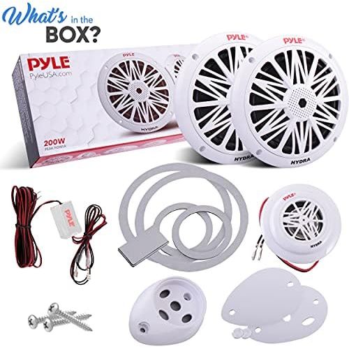  200 Watt Marine Speaker System - Weather Resistant Dual 2 Way 6.5 Inch Outdoor Stereo Audio Sound Speakers w/ 85Hz-6kHz Frequency Response, Heavy Duty 8oz Magnet Structure - Pyle P