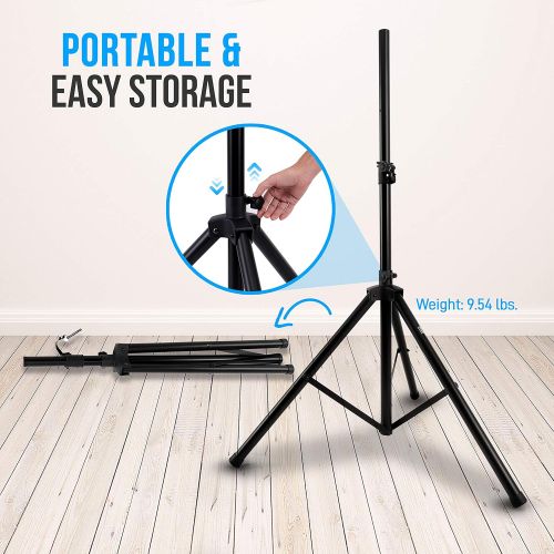  Pyle Universal Speaker Tripod Stand Mount - 6 Sound Equipment Holder Height Adjustable Up to 70 Inches For Speakers w/ 35mm Compatible Insert Perfect For Home, On Stage or In Studi