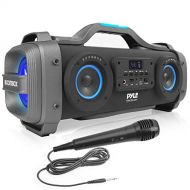 Pyle Wireless Portable Bluetooth Boombox Speaker - 800W Rechargeable Boom Box Speaker Portable Barrel Loud Stereo System with AUX Input, USB, 1/4 in, Fm Radio, 4 Subwoofer, DJ Lights -
