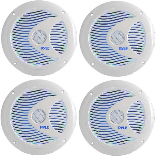  4) Pyle Waterproof 150 Watt Marine LED Speakers, White/6.5 Inch PLMR6LEW