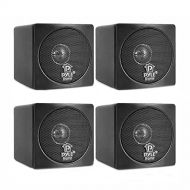 Pyle PCB3BK Full Range 3 Inch 100 Watt Mini Cube Bookshelf Stereo Speakers for Home Theater Surround Sound System with Video Shield, Black (4 Pack)
