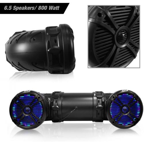  Pyle Marine ATV Powered Speakers - 4.0 Wireless Bluetooth, 800 Watt, Color Changing Led Lights & Nilight NI06A-72W 12Inch 12 Inch 72W Spot Flood Combo Bar Off Road Boat Driving Led