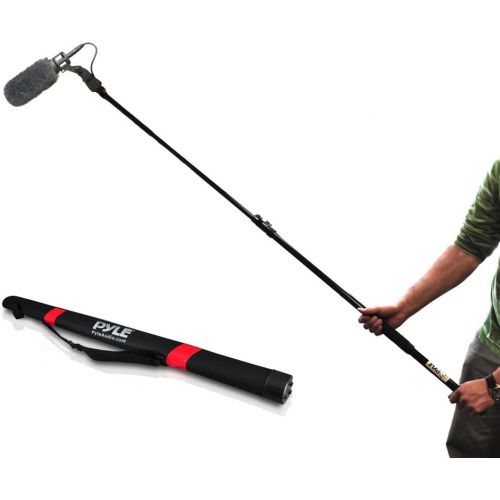  Pyle Microphone Boom Pole - Extending Mic Boom Fish Pole for Shotgun Mics with Adjustable Length - 11.5’ ft. (PMKSB12)