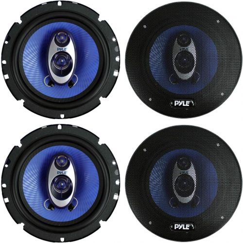  4 New Pyle PL63BL 6.5 720 Watt 3-Way Car Audio Coaxial Speakers Blue Stereo