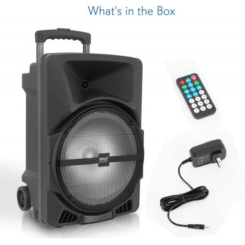  Pyle Wireless Portable PA Speaker System -1200W High Powered Bluetooth Compatible Indoor and Outdoor DJ Sound Stereo Loudspeaker wITH USB MP3 AUX 3.5mm Input, Flashing Party Light & FM