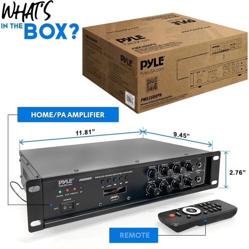  Pyle Bluetooth Home PA Mixing Amplifier - 500W Home Audio Rack Mount Stereo Power Amplifier Receiver w/FM Radio, Digital LED Display, USB/AUX/Mic, Optical/Coaxial, AC-3, 70V/100V Output