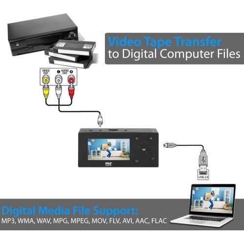  Pyle Capture Card Video Recording System - Video Game AV Recorder w/LCD Monitor, HDMI Support, Full HD 1080P Digital Media File Creation System, Saves on USB/SD, Support DVD, CD, VHS, V