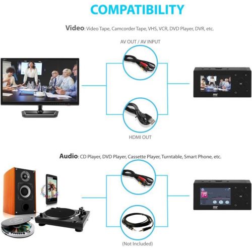  Pyle Capture Card Video Recording System - Video Game AV Recorder w/LCD Monitor, HDMI Support, Full HD 1080P Digital Media File Creation System, Saves on USB/SD, Support DVD, CD, VHS, V