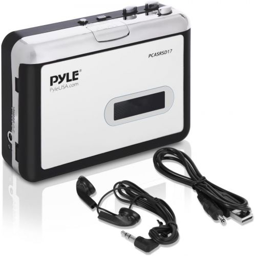  Pyle 2-in-1 Cassette-to-MP3 Converter Player Recorder - Portable Battery Powered Tape Audio Digitizer, USB Walkman Cassette Player with Manual/Auto Record, 3.5mm Audio Jack, Headphones,