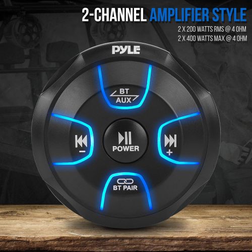  Pyle 2-Way Waterproof Off Road Speakers - 4 800W Active Passive Marine Grade Wakeboard Tower RGB Speakers System w/Bluetooth Controller, Full Range Stereo Speaker for ATV/UTV Jeep Boat