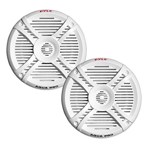  Pyle Dual 7.7 Water Resistant Marine Speakers, 2-Way Full Range Stereo Sound, 280 Watt, White (Pair)