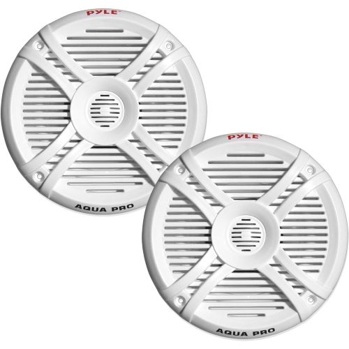  Pyle Dual 7.7 Water Resistant Marine Speakers, 2-Way Full Range Stereo Sound, 280 Watt, White (Pair)