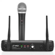Pyle UHF Wireless Microphone System - Professional Dynamic Wireless Mic Set, handheld Mic and receiver, power adapter, Audio Cable - Great for PA, Conference, Karaoke, and Dj Party