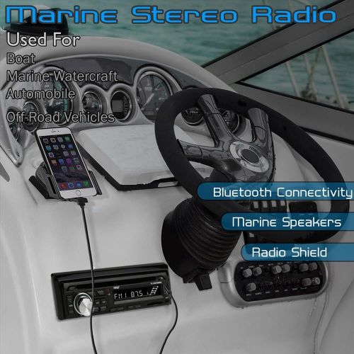  Wireless Bluetooth Marine Audio Stereo-Kit w/ Single DIN Universal Size Radio Receiver,Hands-Free Calling, 6.5 Waterproof Speakers,CD Player,MP3/USB/SD Readers & AM/FM Radio-Pyle P